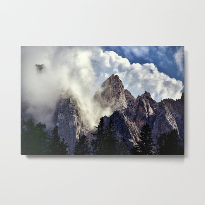 Mystical Mountains in Clouds, Landscape Nature Photography Metal Print