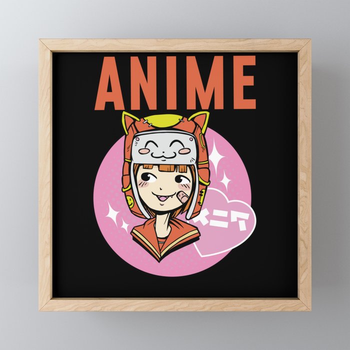 Anime Cat Girl Framed Mini Art Print