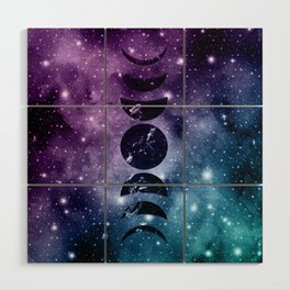 Purple Teal Galaxy Nebula Dream Moon Phases #1a #decor #art #society6 Wood Wall Art