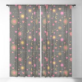 You Are My Sun, My Moon, and All of My Stars Pattern Dark Sheer Curtain
