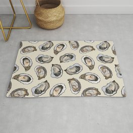 Oysters by the Dozen in Cream Area & Throw Rug