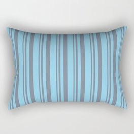 [ Thumbnail: Slate Gray & Sky Blue Colored Stripes/Lines Pattern Rectangular Pillow ]