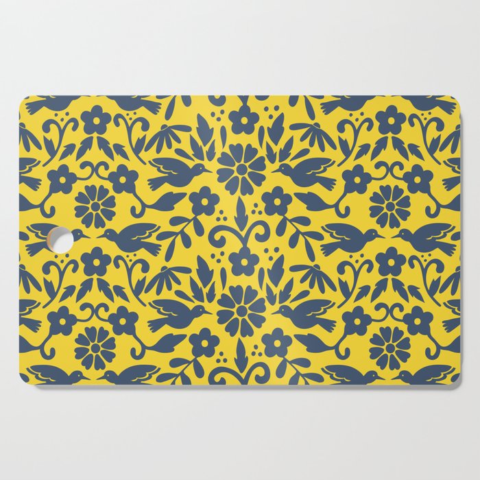 Otomi inspired flowers and birds Cutting Board