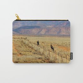 Wedgetail Eagles on a Fence, Outback Australia Carry-All Pouch