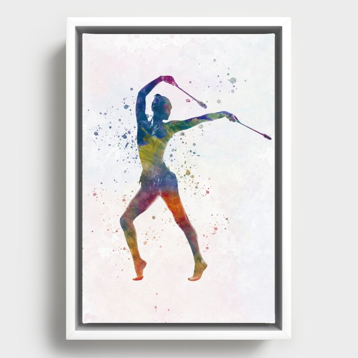Rhythmic gymnastics in watercolor Framed Canvas