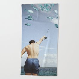 flying fish Beach Towel