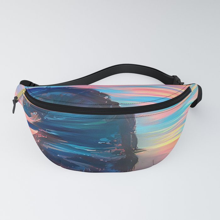 Black Arabian Horse Melted in a Sunset, Dreamy  Rainbow Unicorn Fanny Pack