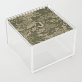 Personalized J Letter on Green Military Camouflage Army Design, Veterans Day Gift / Valentine Gift / Military Anniversary Gift / Army Birthday Gift  Acrylic Box