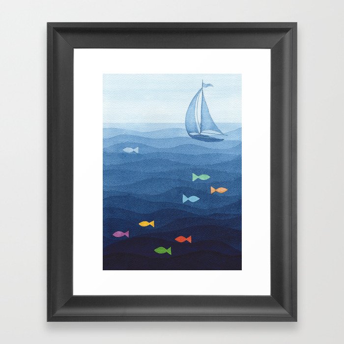 Coloured fish say hooray Framed Art Print