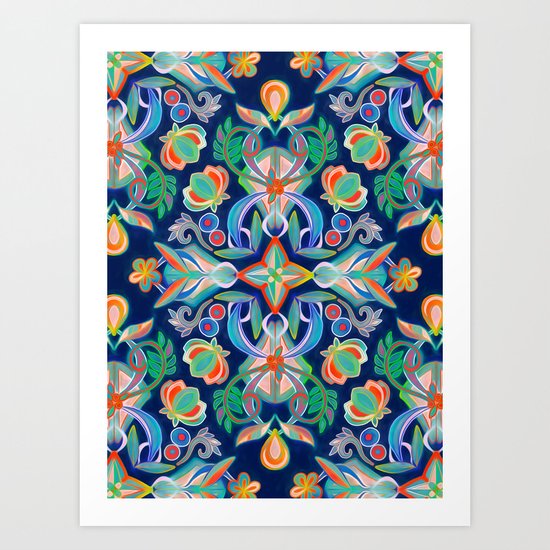 Boho Navy and Brights Art Print