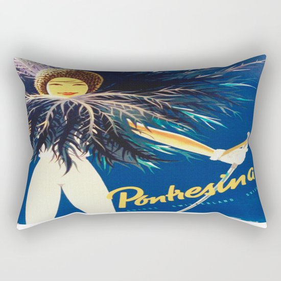 Vintage Travel Pontresina Switzerland Rectangular Pillow