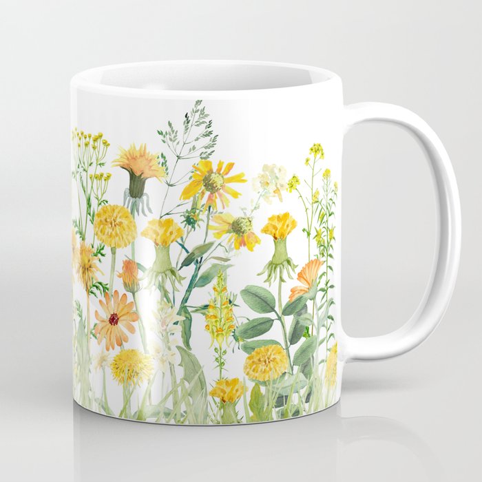 Yellow Scandinavian Wildflowers  Meadow  Coffee Mug
