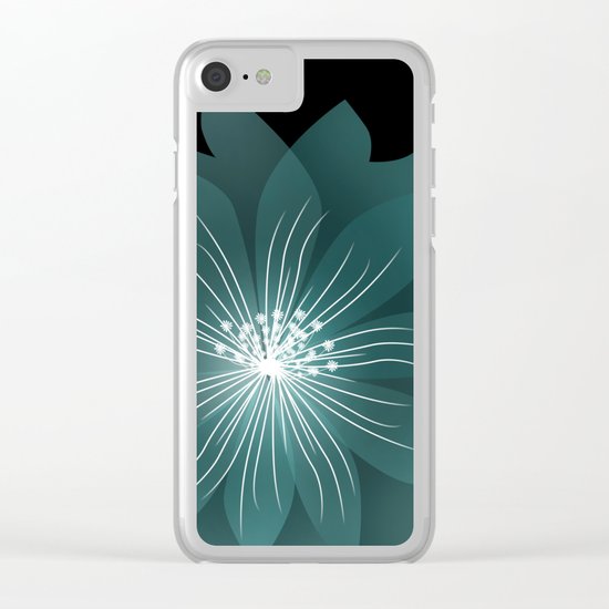 Blue flower on a black background . Clear iPhone Case