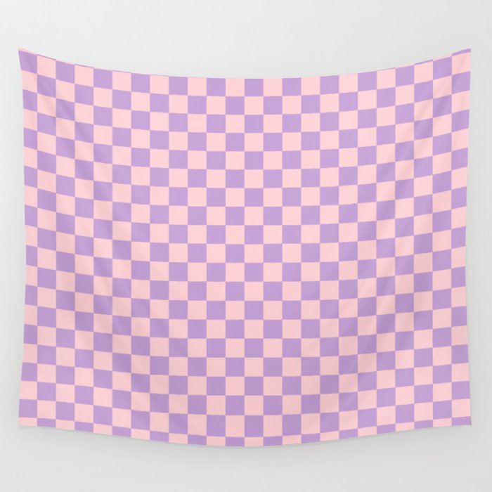 Checker Pattern 344 Pink and Lilac Wall Tapestry