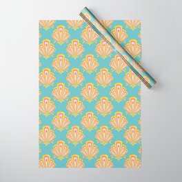 Yellow and turquoise Art Deco motif Wrapping Paper