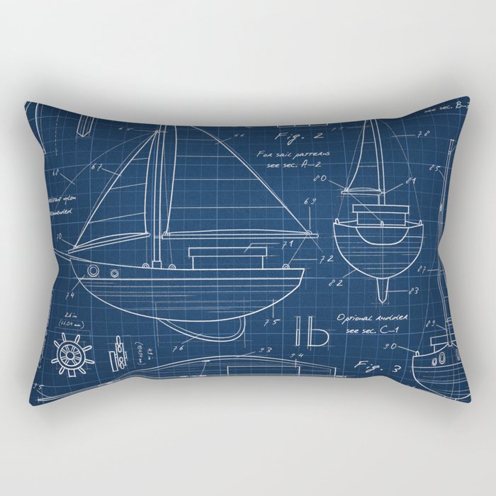 Toy Sailboat Blueprint Rectangular Pillow