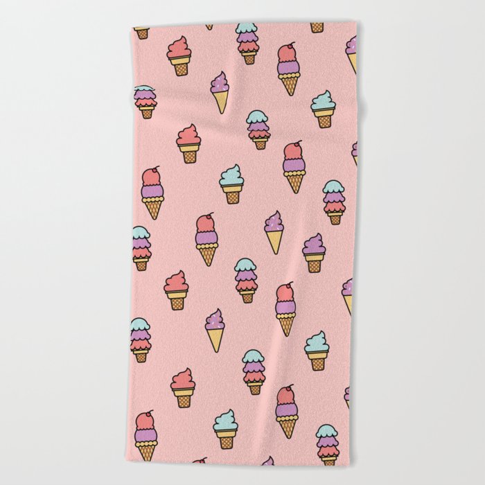 Summer Ice Cream Cone Pattern Beach Towel