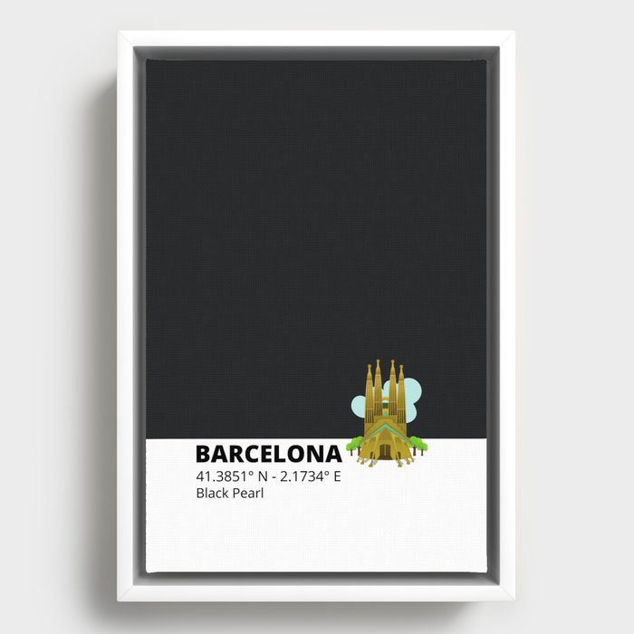 Barcelona Black Pearl Framed Canvas