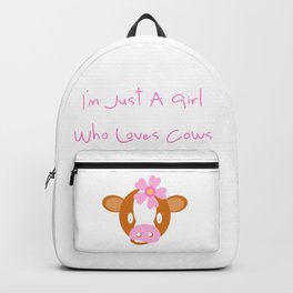 Calf Cow Pink Flower Cute Girl Gift Backpack | Cute, Saying, Lovely, Cattle, Veal, Redholstein, Flower, Pink, Farming, Daugther 