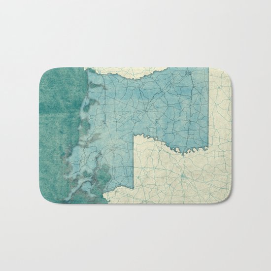 Louisiana State Map Blue Vintage Bath Mat