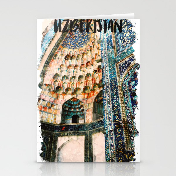 Uzbekistan Asia city watercolor Stationery Cards