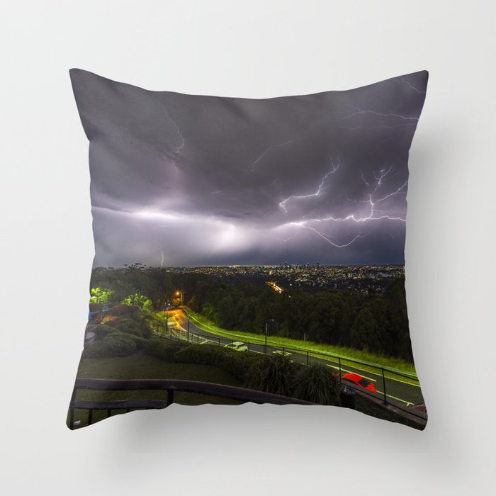 Summer Storm Over Brisbane Throw Pillow