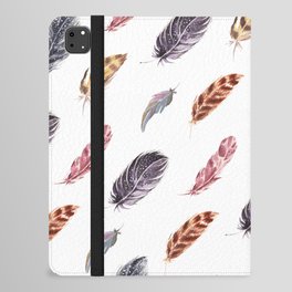 Watercolor cozy feather pattern in boho style iPad Folio Case
