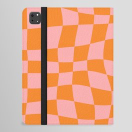 Warped Checkered Pattern (orange/pink) iPad Folio Case