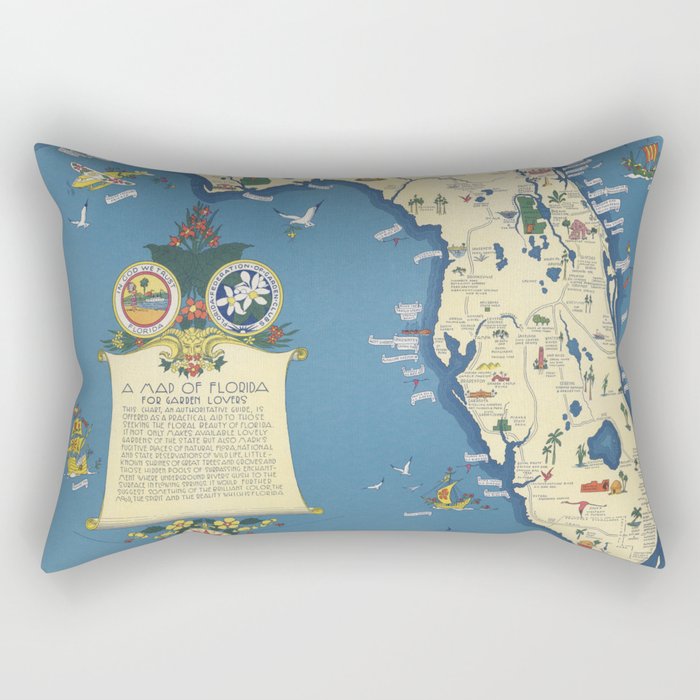 A map of Florida for garden lovers-Old vintage map Rectangular Pillow