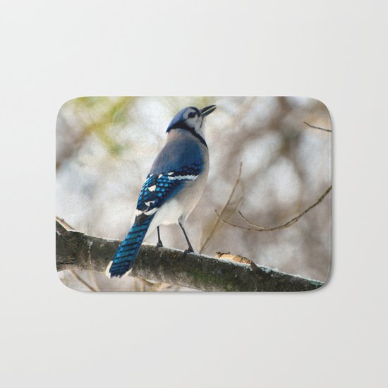 Blue Jay Calling Bath Mat