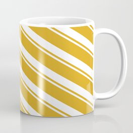 [ Thumbnail: Goldenrod and White Colored Stripes Pattern Coffee Mug ]