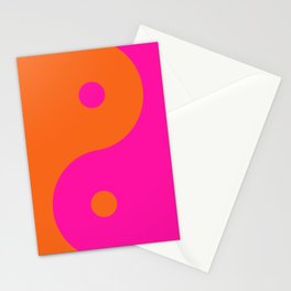 Yin Yang Print Hot Pink And Orange Retro Wall Art Yin Yang Preppy Modern Decor Abstract Stationery Card