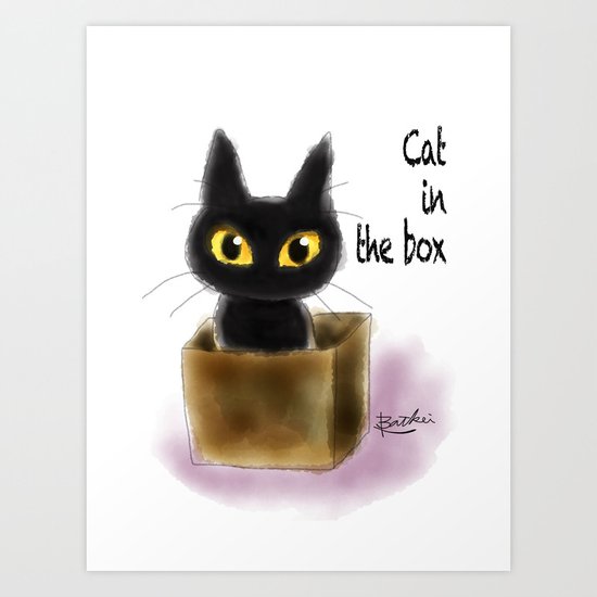 Cat in the box Art Print