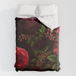 Vintage & Shabby Chic - Vintage & Shabby Chic - Mystical Night Roses Bettbezug | Garden, Vintage, Countryside, Floral, Nature, Cottagecore, Painting, Bohemian, Midnight, Pattern 