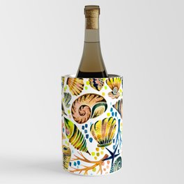 Painted Seashells – Yellow & Navy Wine Chiller