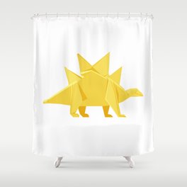 Origami Stegosaurus Flavum Shower Curtain