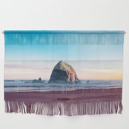 Cannon Beach and Haystack Rock Sunset | Photography and Collage on the Oregon Coast Wall Hanging