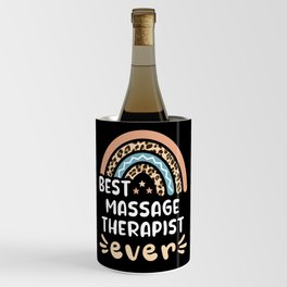 Best Massage Therapist ever Leopard Rainbow Gift Mom Wine Chiller
