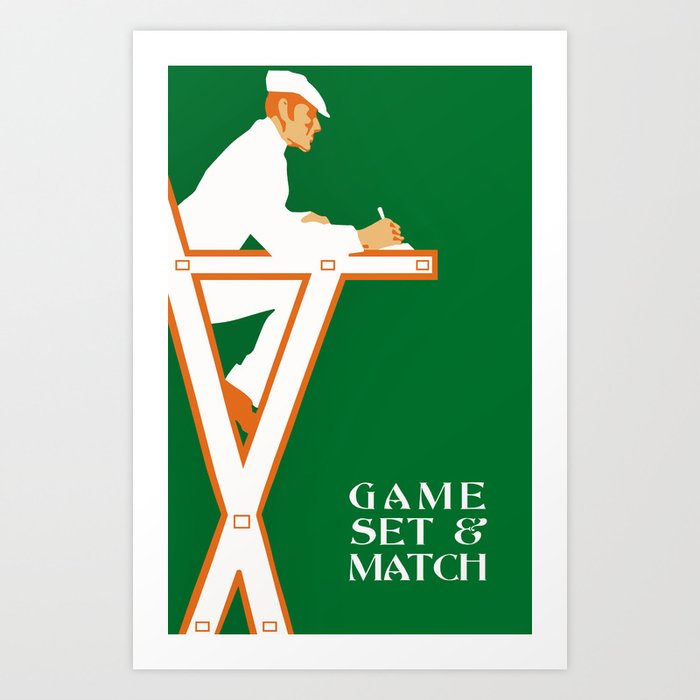 Game set and match retro tennis referee Art Print