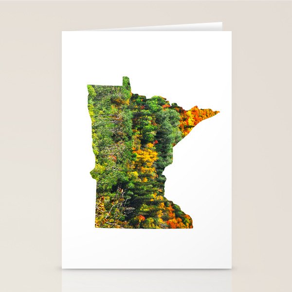 Map of Minnesota Fall Colors of the North Shore Stationery Cards by