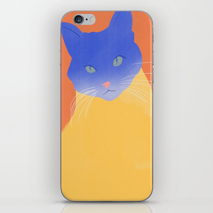Blue face cat iPhone Skin