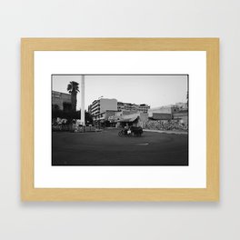 Marrakech bread delivery - black and white art street photography Framed Art Print