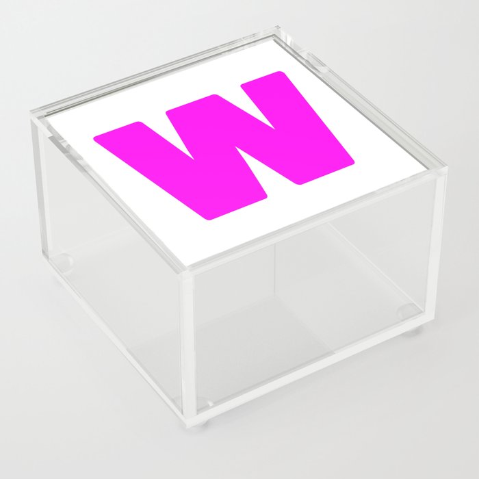 W (Magenta & White Letter) Acrylic Box