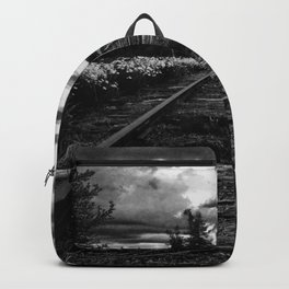 Historic Infrastructure in Disuse and Disrepair Backpack | Railroad, Cloudy, Train, Sunset, Abandoned, Disuse, Railway, Historic, Old, Disrepair 