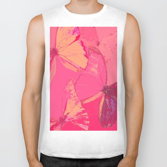 Butterflies in red shades Biker Tank