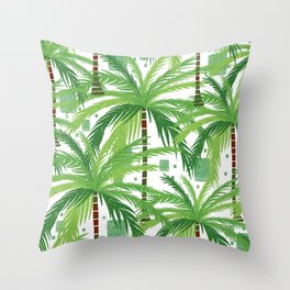 Green Summer Palm Trees Throw Pillow