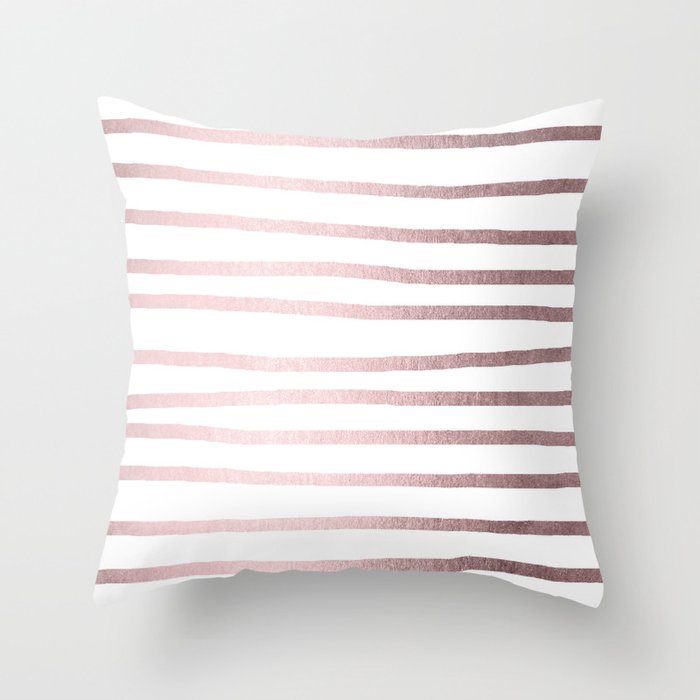 Simply Drawn Stripes Rose Gold Palace Throw Pillow