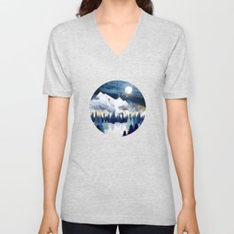 Moonlit Snow V Neck T Shirt