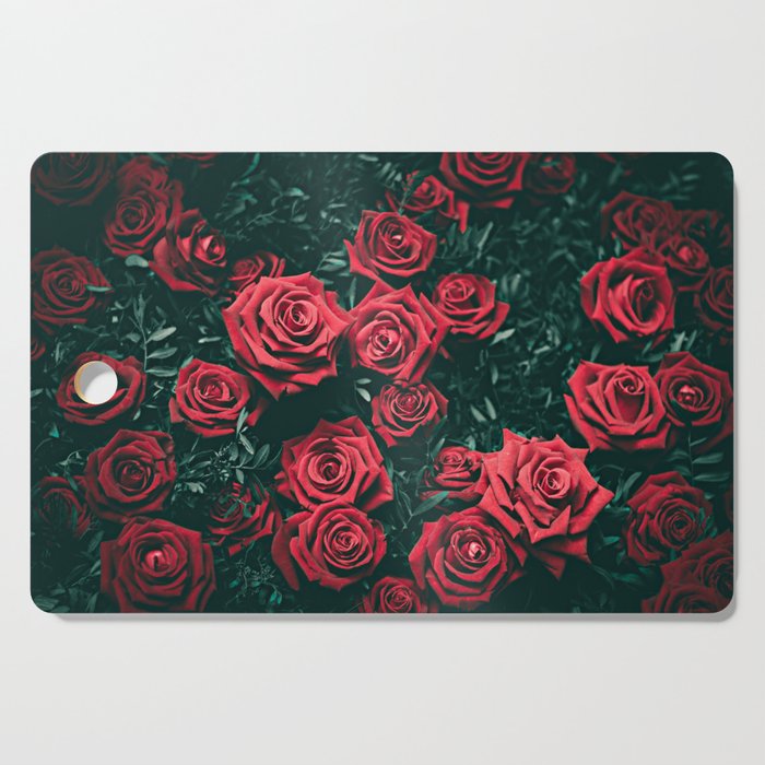 Garden of Deep Red Roses Cutting Board