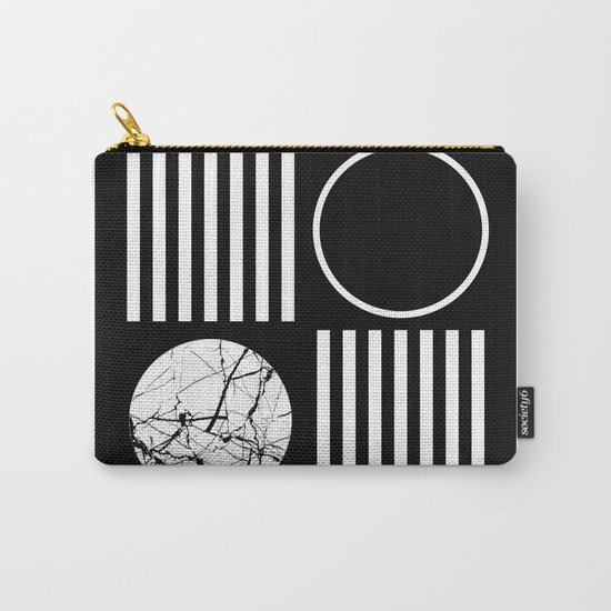 Retro Marble 2 - Abstract, geometric, black and white, bold, modern design Carry-All Pouch